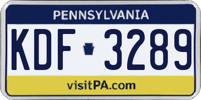 PA license plate KDF3289
