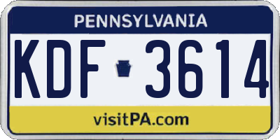 PA license plate KDF3614