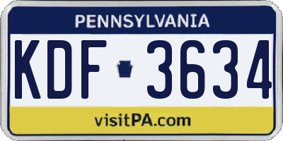 PA license plate KDF3634