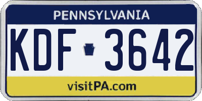PA license plate KDF3642