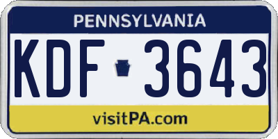 PA license plate KDF3643