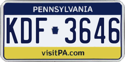 PA license plate KDF3646