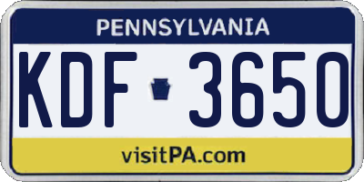 PA license plate KDF3650