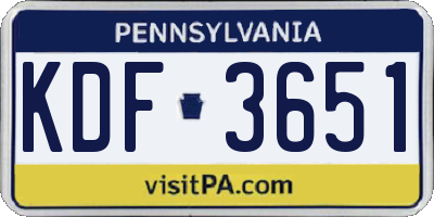 PA license plate KDF3651
