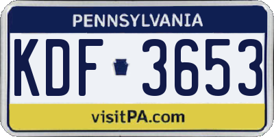 PA license plate KDF3653