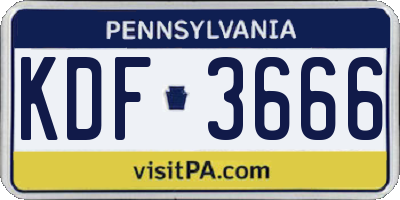 PA license plate KDF3666