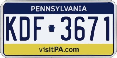 PA license plate KDF3671