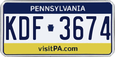 PA license plate KDF3674