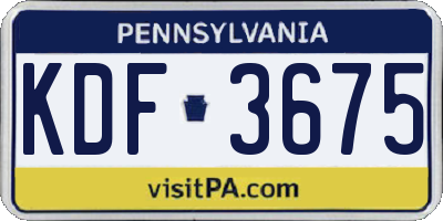 PA license plate KDF3675