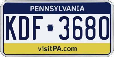 PA license plate KDF3680