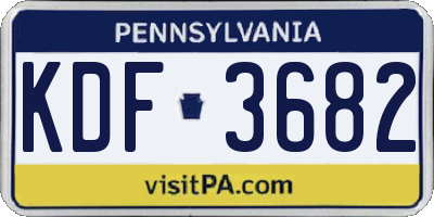 PA license plate KDF3682