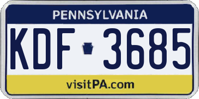 PA license plate KDF3685