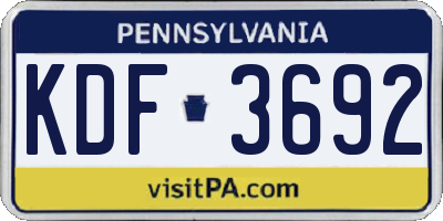 PA license plate KDF3692