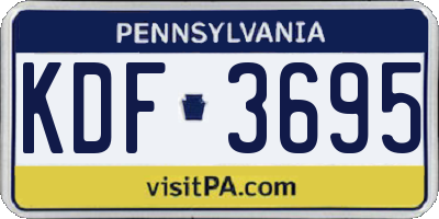 PA license plate KDF3695