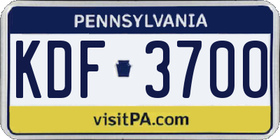 PA license plate KDF3700