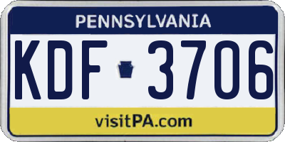 PA license plate KDF3706