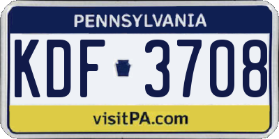 PA license plate KDF3708