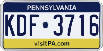 PA license plate KDF3716