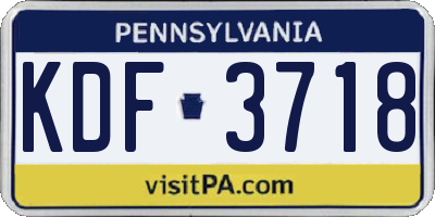 PA license plate KDF3718