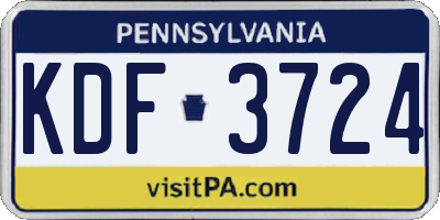PA license plate KDF3724