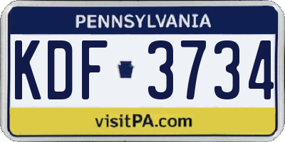 PA license plate KDF3734