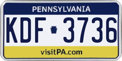 PA license plate KDF3736