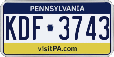 PA license plate KDF3743
