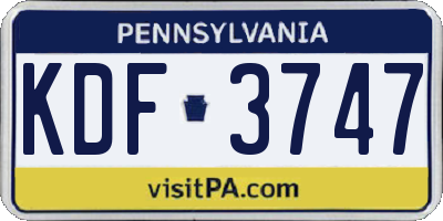 PA license plate KDF3747