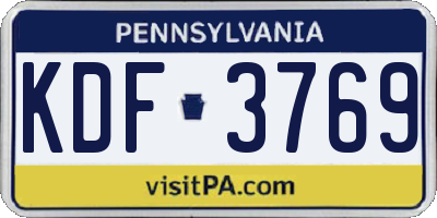 PA license plate KDF3769