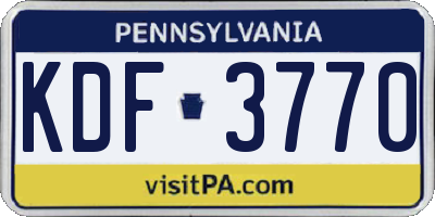 PA license plate KDF3770