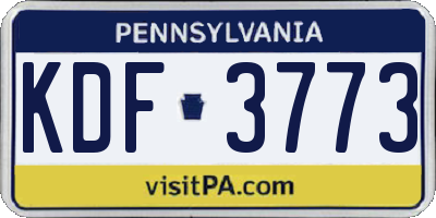 PA license plate KDF3773