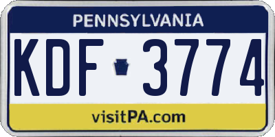 PA license plate KDF3774