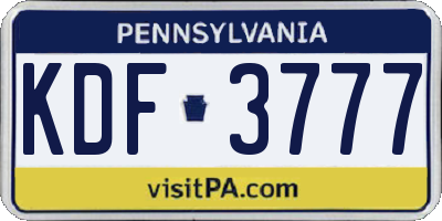 PA license plate KDF3777