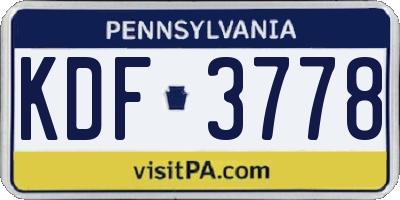 PA license plate KDF3778