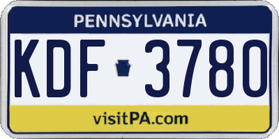 PA license plate KDF3780