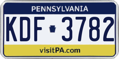PA license plate KDF3782
