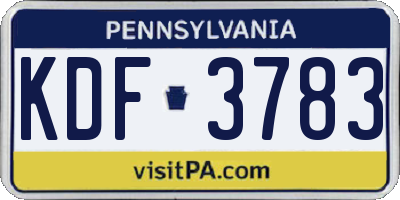 PA license plate KDF3783