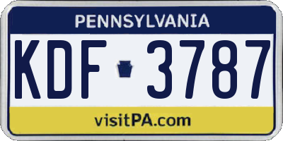 PA license plate KDF3787