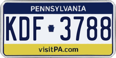 PA license plate KDF3788