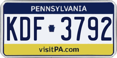PA license plate KDF3792