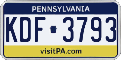PA license plate KDF3793