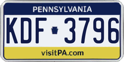 PA license plate KDF3796