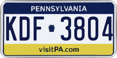PA license plate KDF3804