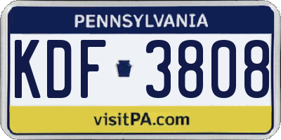 PA license plate KDF3808