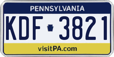 PA license plate KDF3821