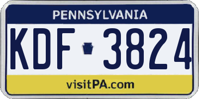PA license plate KDF3824