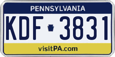 PA license plate KDF3831