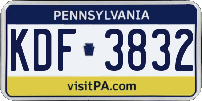 PA license plate KDF3832