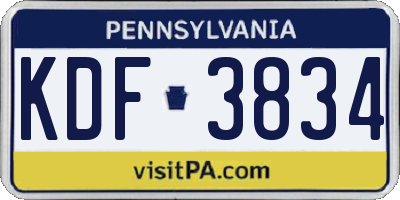 PA license plate KDF3834
