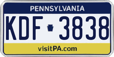 PA license plate KDF3838